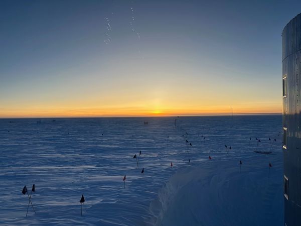 Sun over snow in Alaska.