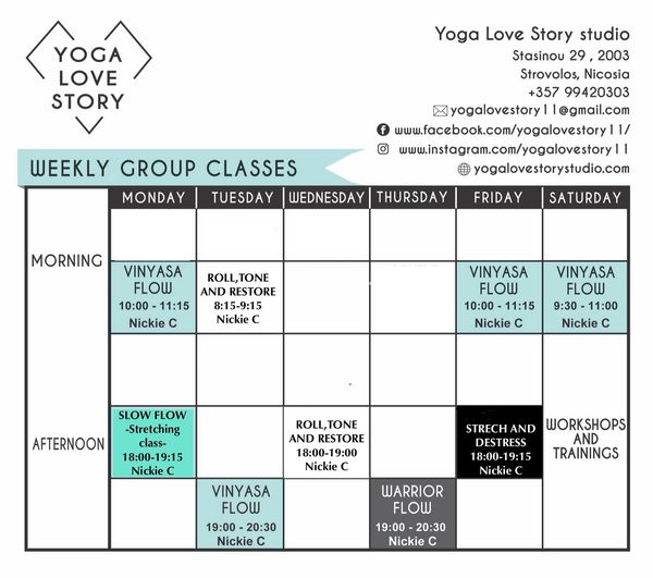 Yoga love story weekly schedule 