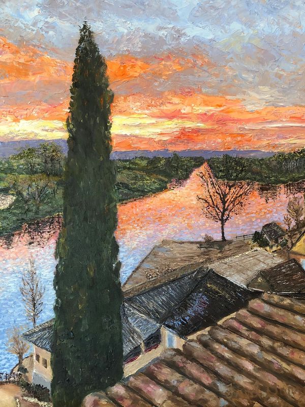 This is a small village outside of Paris.  The sunset there is truly vibrant.  This client also purc