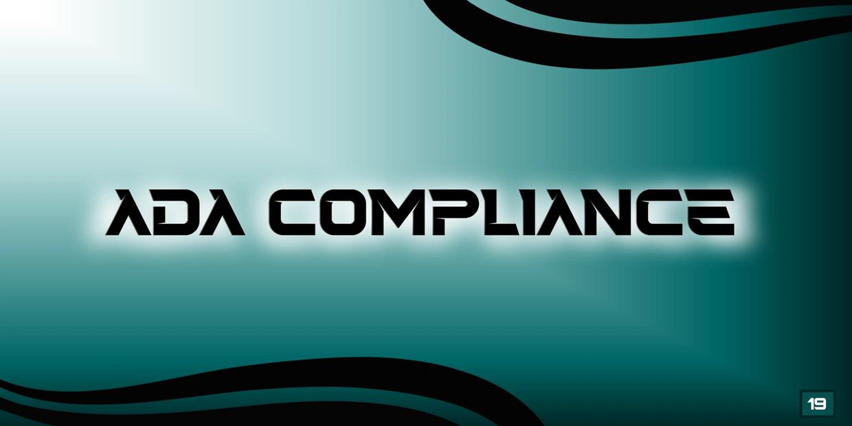 Text saying ADA Compliance on a teal gradient background.