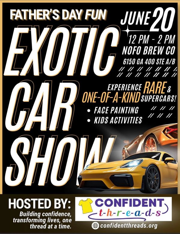Father's Day Exotic Car Show with rare supercars and kids activities on June 20 at NoFo Brew Co.