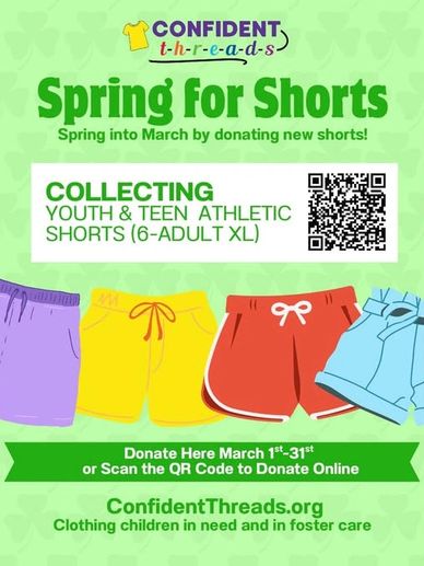 Spring for Shorts campaign collecting youth and teen athletic shorts from March 1-31.