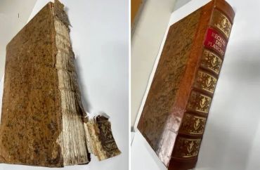 Before and After restoration of an old book
