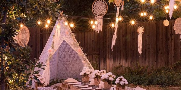 romantic tent and picnic set up for adults