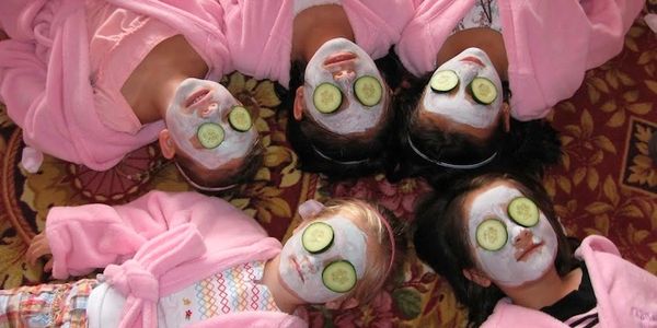 spa parties for kids with cucumbers and a facial mask