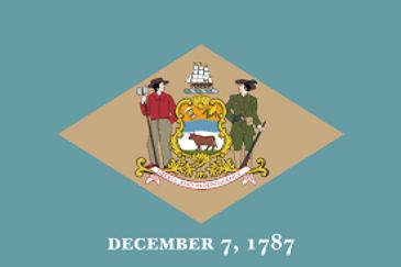 Flag of Delaware with date December 7, 1787.