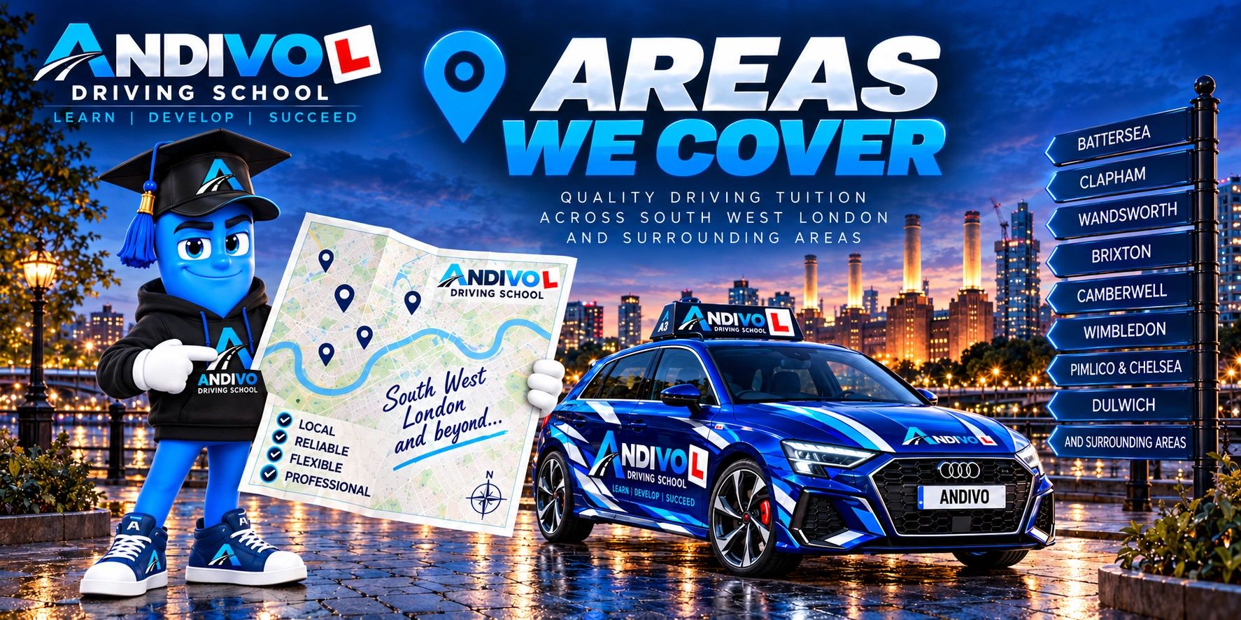 Andivo L Driving School covers South West London areas with quality tuition.