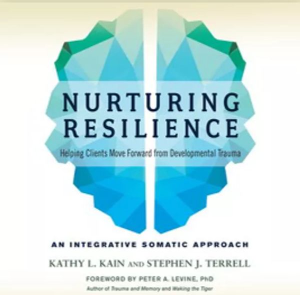 Book cover titled 'Nurturing Resilience' with a geometric brain design.