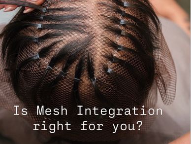 Top view of a mesh hair integration with the caption questioning its suitability.
