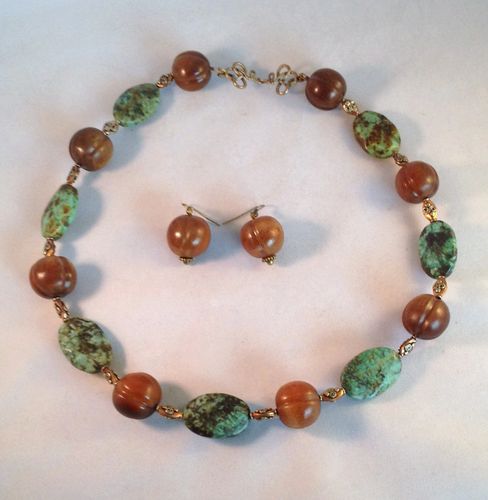 Turquoise and Horn Necklace Set $95.00 