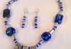 Royal Blue Glass Necklace Set with Silver Finished Pendant $42.00 