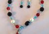 Red, White, Blue and Black Peacock Necklace Set $40.00 