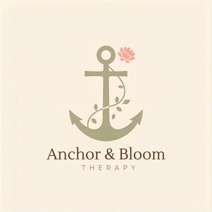 Anchor with vine and flower logo for therapy business.