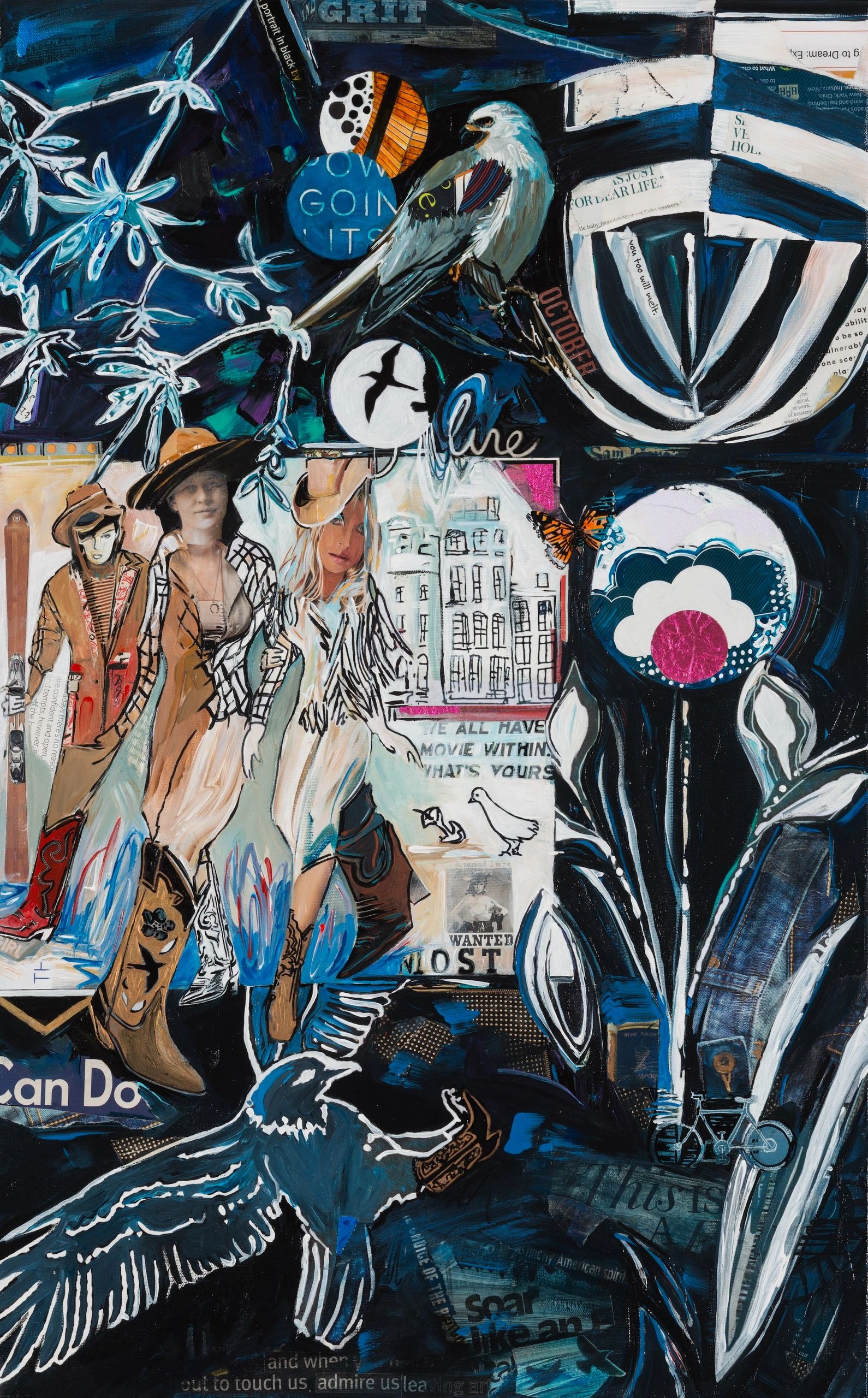 "Grit" Original acrylic and collage mixed media on canvas by Michelle Ideus