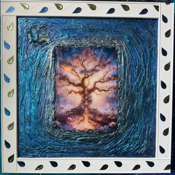 Tree of life metallic color shift background 