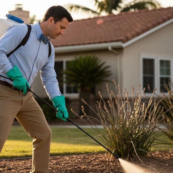A man doing a ant spray in Monrovia, CA