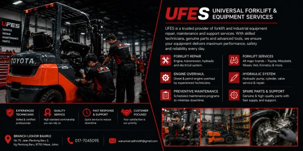 Technicians repairing a Toyota forklift at UFES.