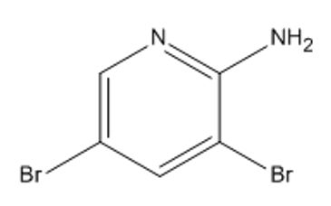 Chemical structure of 2,6-dibromo-3-aminopyridine molecule.