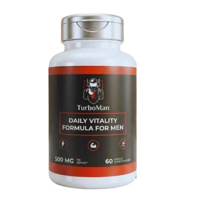 TurboMan Daily Vitality Formula for Men supplement bottle.