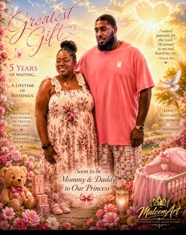 Couple celebrating pregnancy with love and faith.