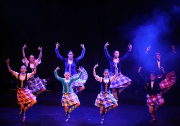 Fiona Henderson Highland Dancers performing on stage at the Eastgate Theatre Peebles