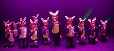 Fiona Henderson School of Dance dancers performing on stage at the Eastgate Theatre Peebles