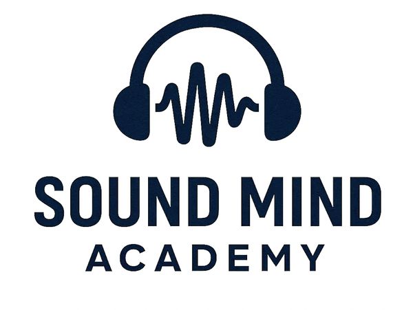 Logo with headphones and soundwave for Sound Mind Academy.