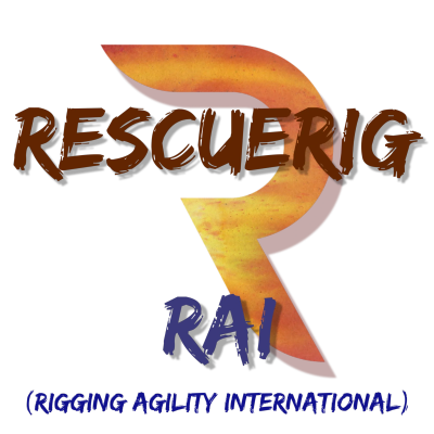 Logo with text RESCUERIG RAI and tagline Rigging Agility International.