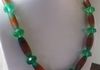 EE-321 Tibetan Glow: Unique Trade Beads from Tibet, accented with old Ethiopian Green Vaseline Beads. $85