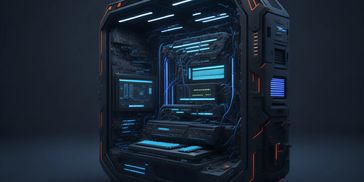 futuristic looking computer terminal. neon glowing panels