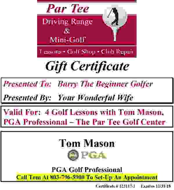 Gift Certificates Par Tee Golf Center
