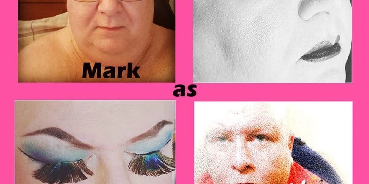 Many faces of Mark Moran in Kansas - boring pathetic man to made-up sissy bitch.