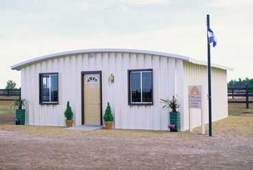 Close-up of a white metal home exterior