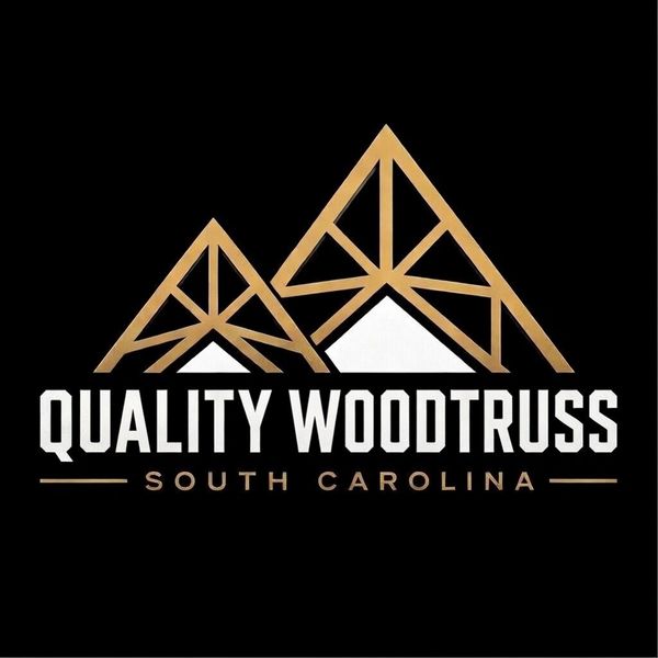 Logo for Quality Woodtruss in South Carolina with stylized wood truss designs.