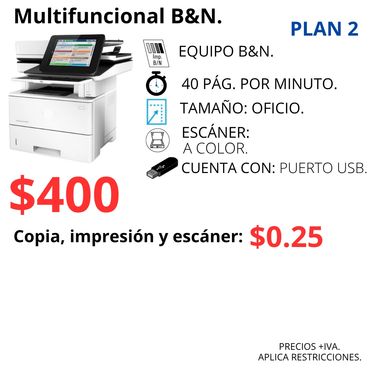 Renta copiadora blanco y negro.