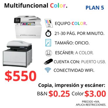 Renta de copiadoras multifuncionales a color.