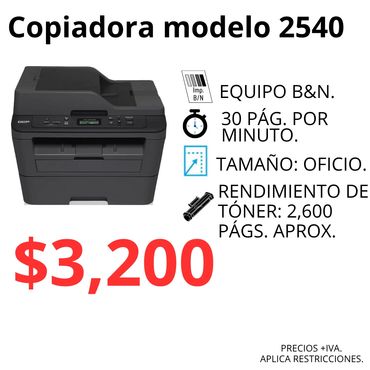 Venta de copiadoras multifuncionales blanco y negro. 