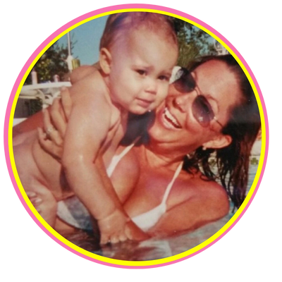 My daughter Johni  & I at My Mom's Pool. Gathering at Grandma's pool was always the best!