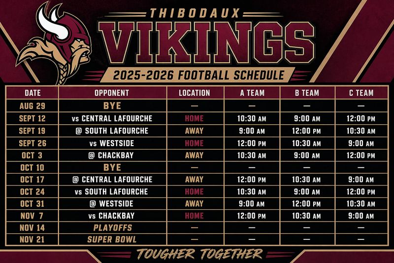 Thibodaux Vikings Schedule