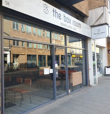 Front of The Box Room board game cafe on Regent Street in Cambridge city centre