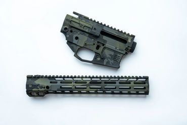 AR15 SLR RIFLEWORKS B15 IN BLACK MULTICAM BY DEADLOCK COATINGS ION HANDGUARD
