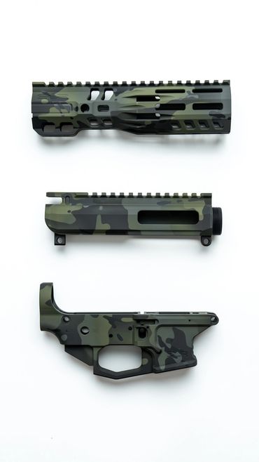 AR9 HANDGUARD UPPER LOWER  IN BLACK MULTICAM BY DEADLOCK COATINGS