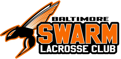 Baltimore Swarm Lacrosse Club logo with a stylized hornet and bold text.