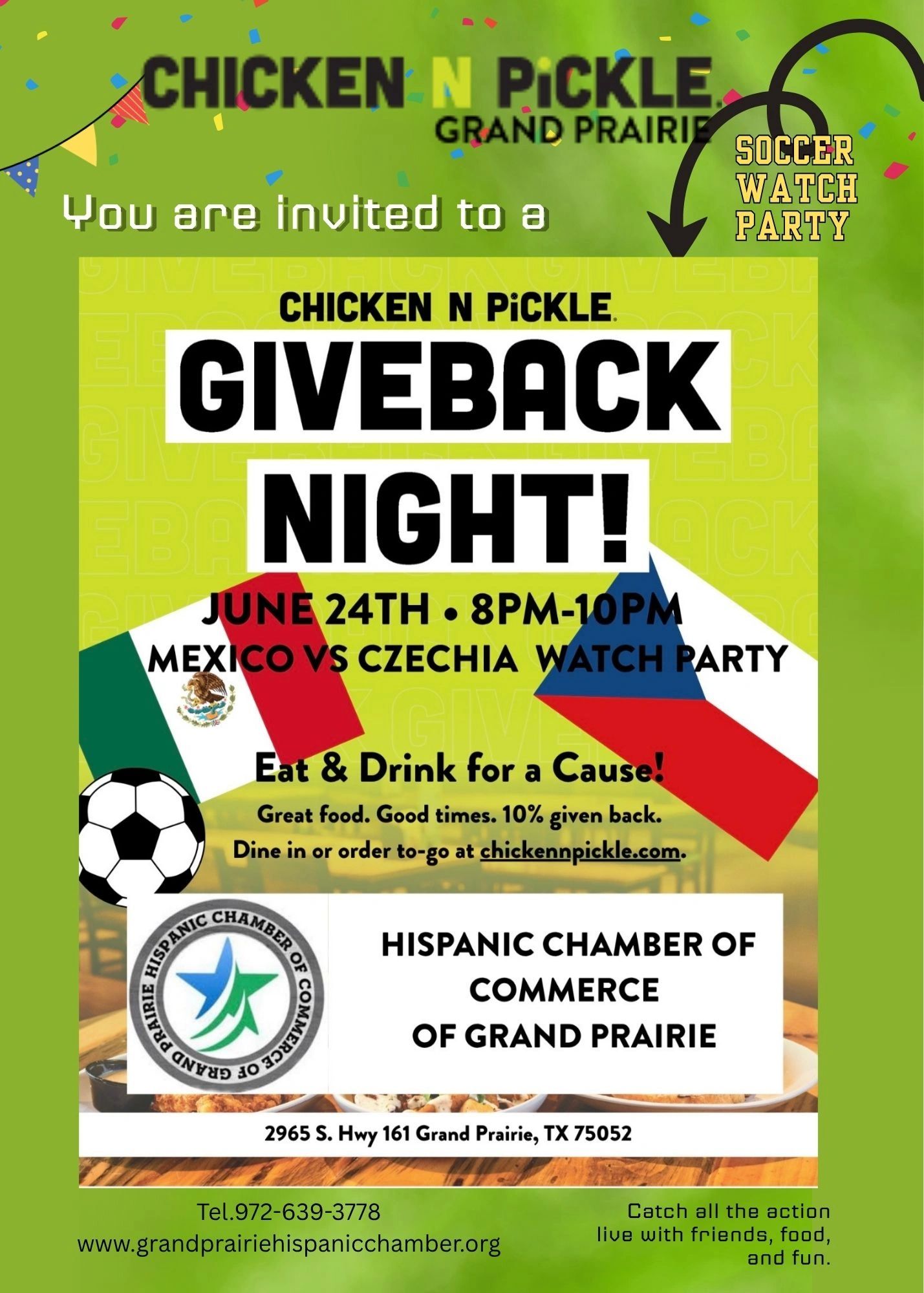 Join us for the Mexico vs Czechia
WATCH PARTY 
Add your logo to flyer $300 
call our office 