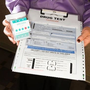 A person holding a drug testing form