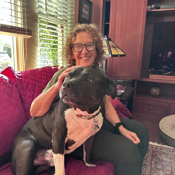 Stephanie with Dawg the dog