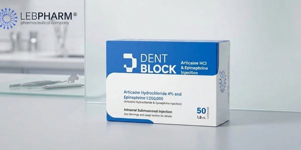 Box of Dent Block anesthetic injection by Lebpharm.