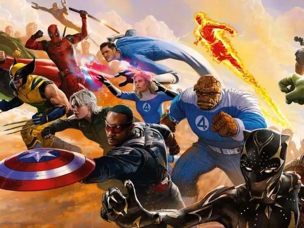 Marvel superheroes united in an action-packed scene, ready for battle.