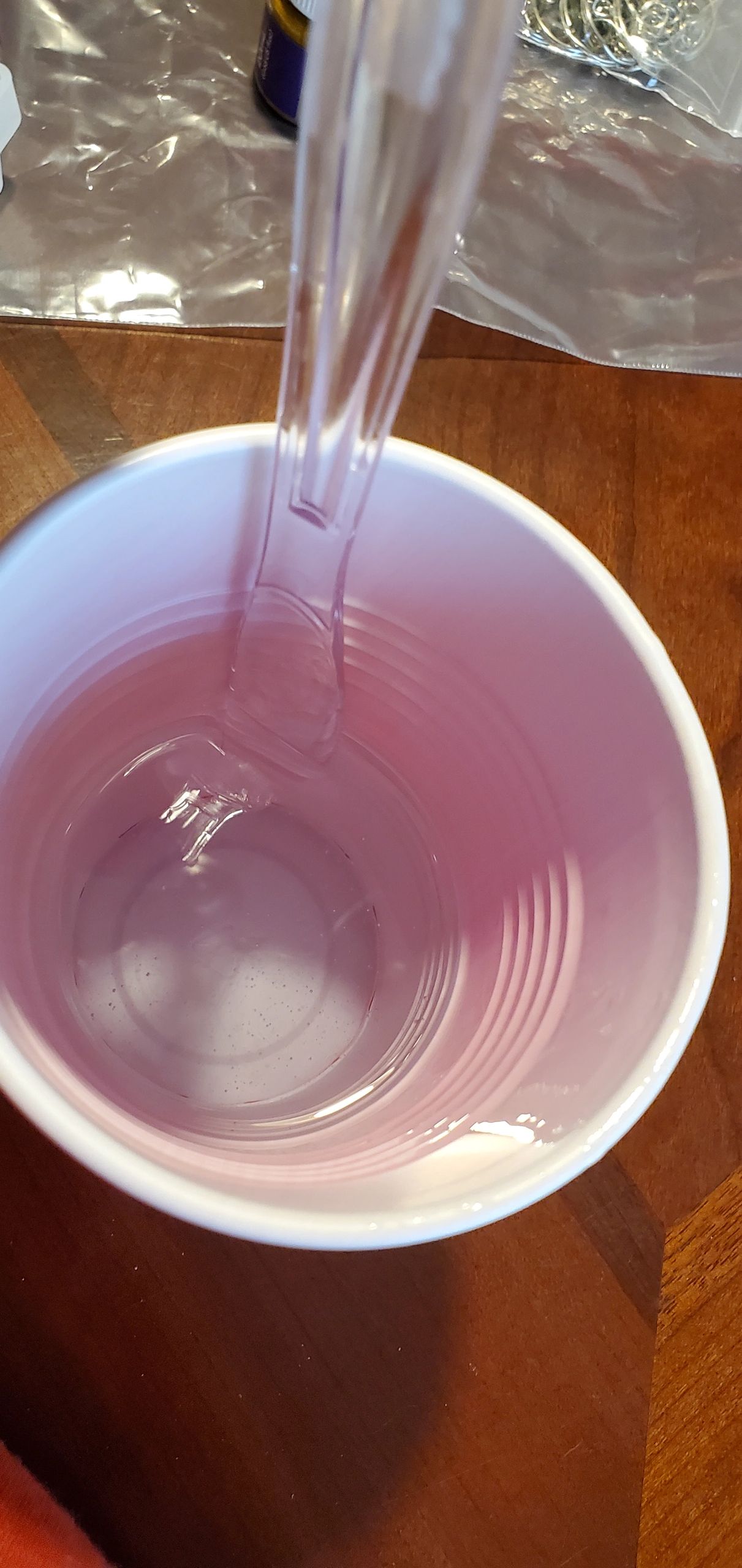 Resin being mixed