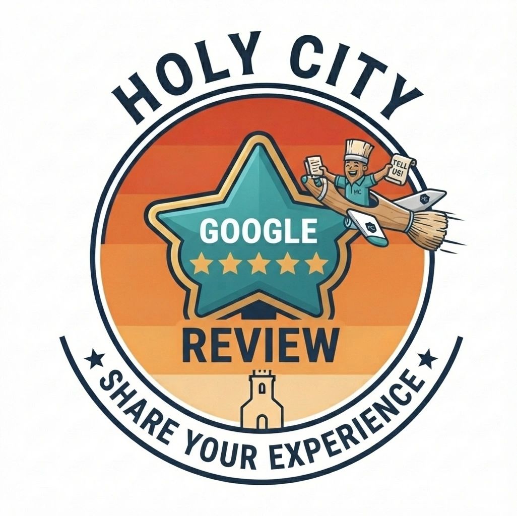 Logo encouraging Google review sharing.